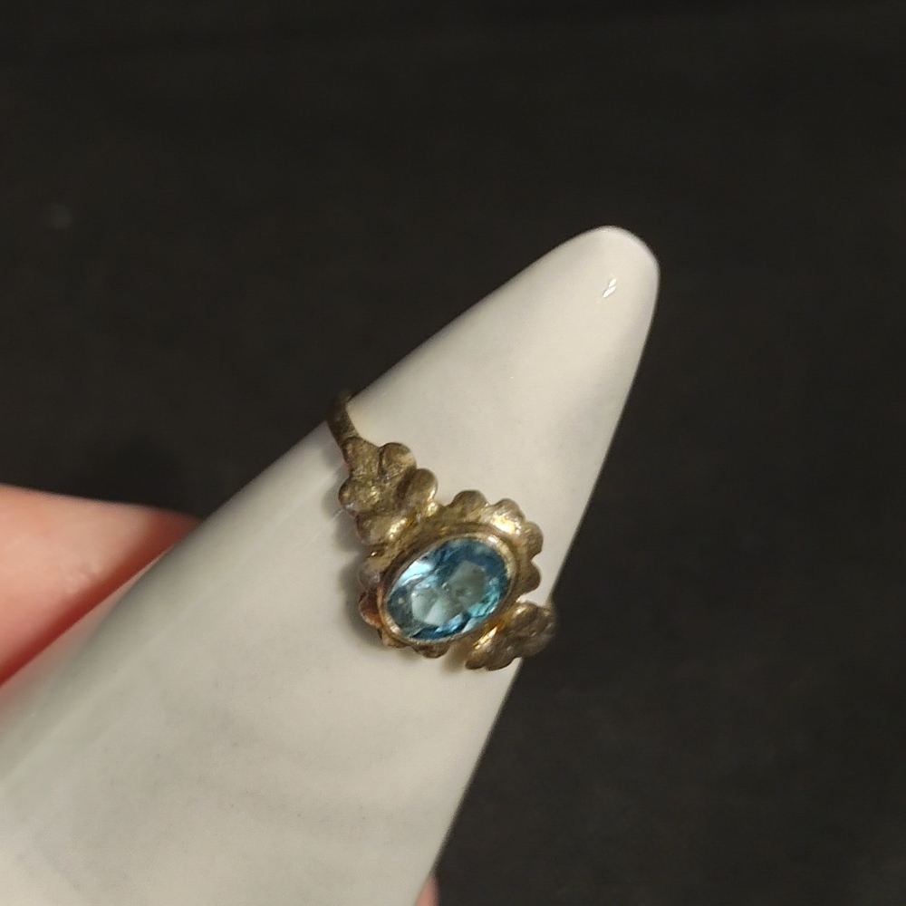 Gold Plated Baby Ring with Blue Stone